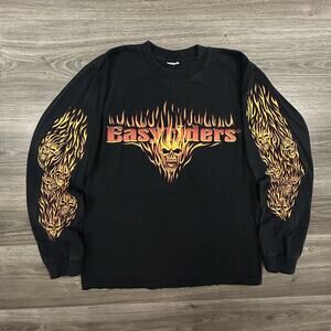 Vintage Easyriders Shirt Mens Medium Long Sleeve Flames Skull Motorcycle Y2K